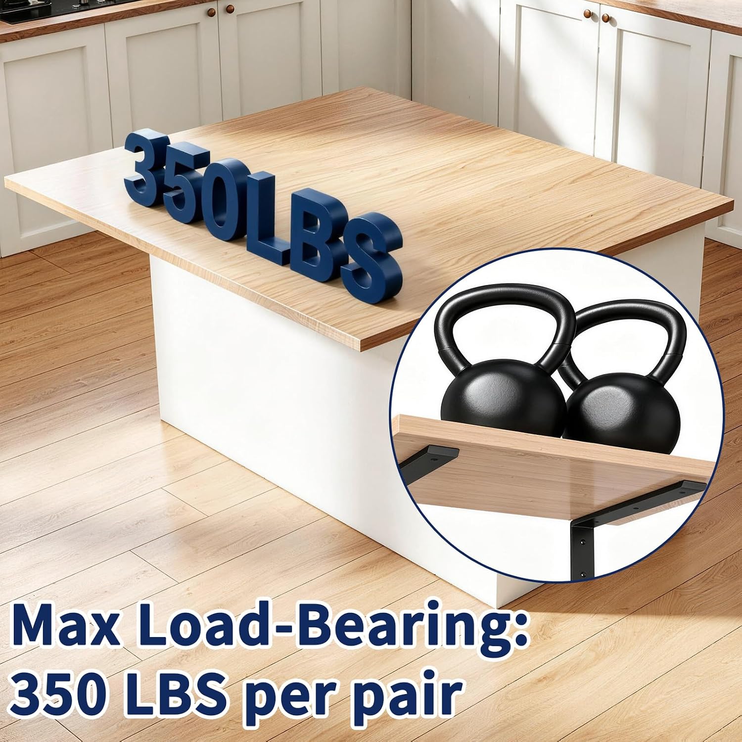LSK 6PCS Countertop Bracket, L 14"×H 6", Heavy Duty Shelf Bracket, Black