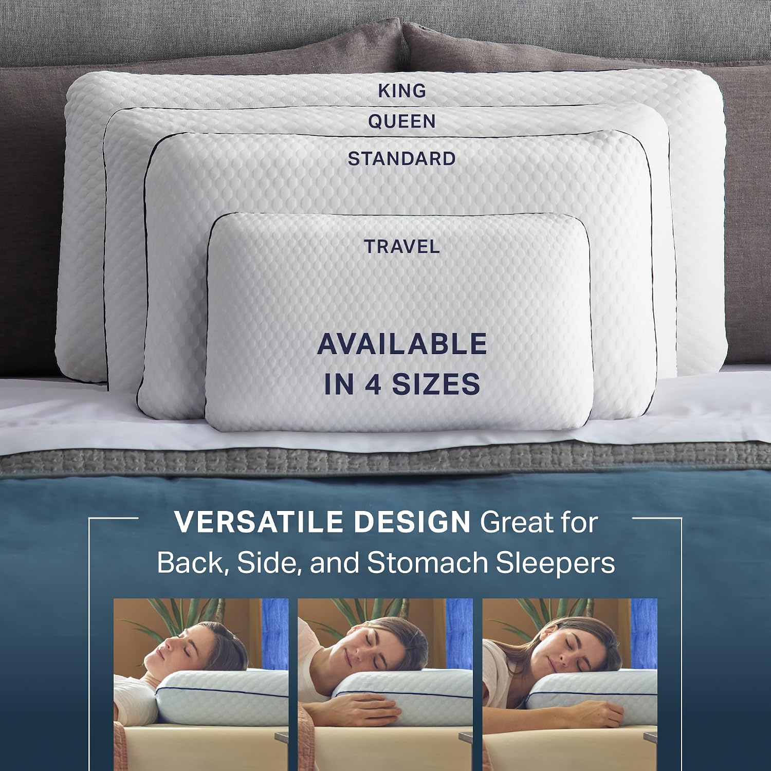 Weekender Cooling Gel Memory Foam Pillow for Sleeping – Queen Size, Ventilated Cooling Pillow for Side & Back Sleepers, Neck & Shoulder Support, Medium Firm, Washable Cover