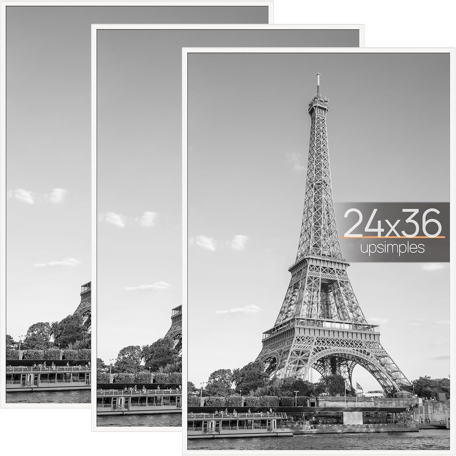 upsimples 24x36 Poster Frame, Easy Slide-In Assembly, White, 3 Pack