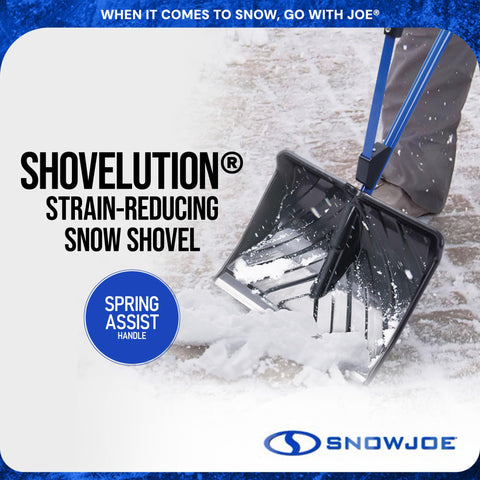 Snow Joe Shovelution Snow Shovel, Strain Reducing with Spring Assisted Handle, Poly Blade, & 50" Assembled Height