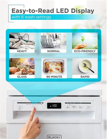 BLACK+DECKER 18-Inch Portable Dishwasher, Energy Star, BPD8W, White