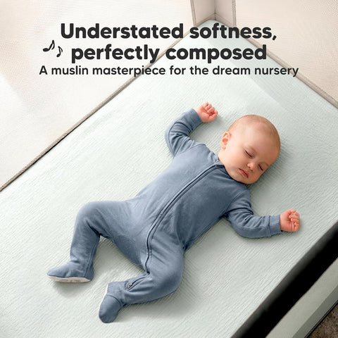 2pk Muslin Mini Crib Sheets for Boys, Girls, 38x26 Fitted Sheet (Willow)