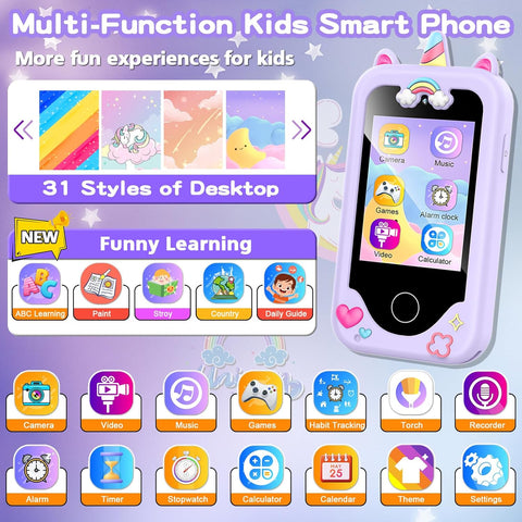 Kids Smart Phone for Girls, Christmas Birthday Gifts for Girls Age 3-10