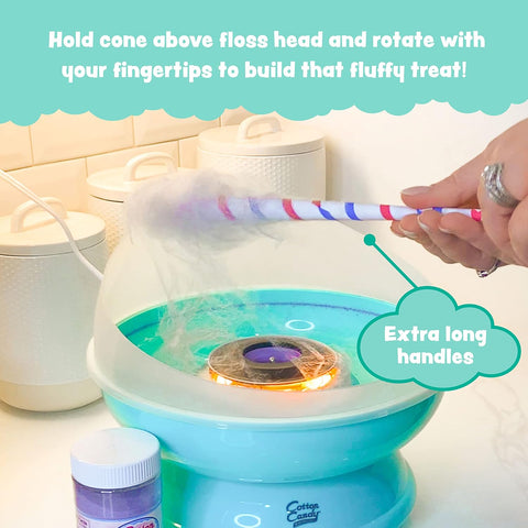 Cotton Candy Express BB1000-S Cotton Candy Machine, with 3-11oz. Jars of Cherry, Grape, Blue Raspberry Floss Sugar & 50 Paper Cones. Easy to Use and Clean. Nostalgia and Fun for Kids and Adults