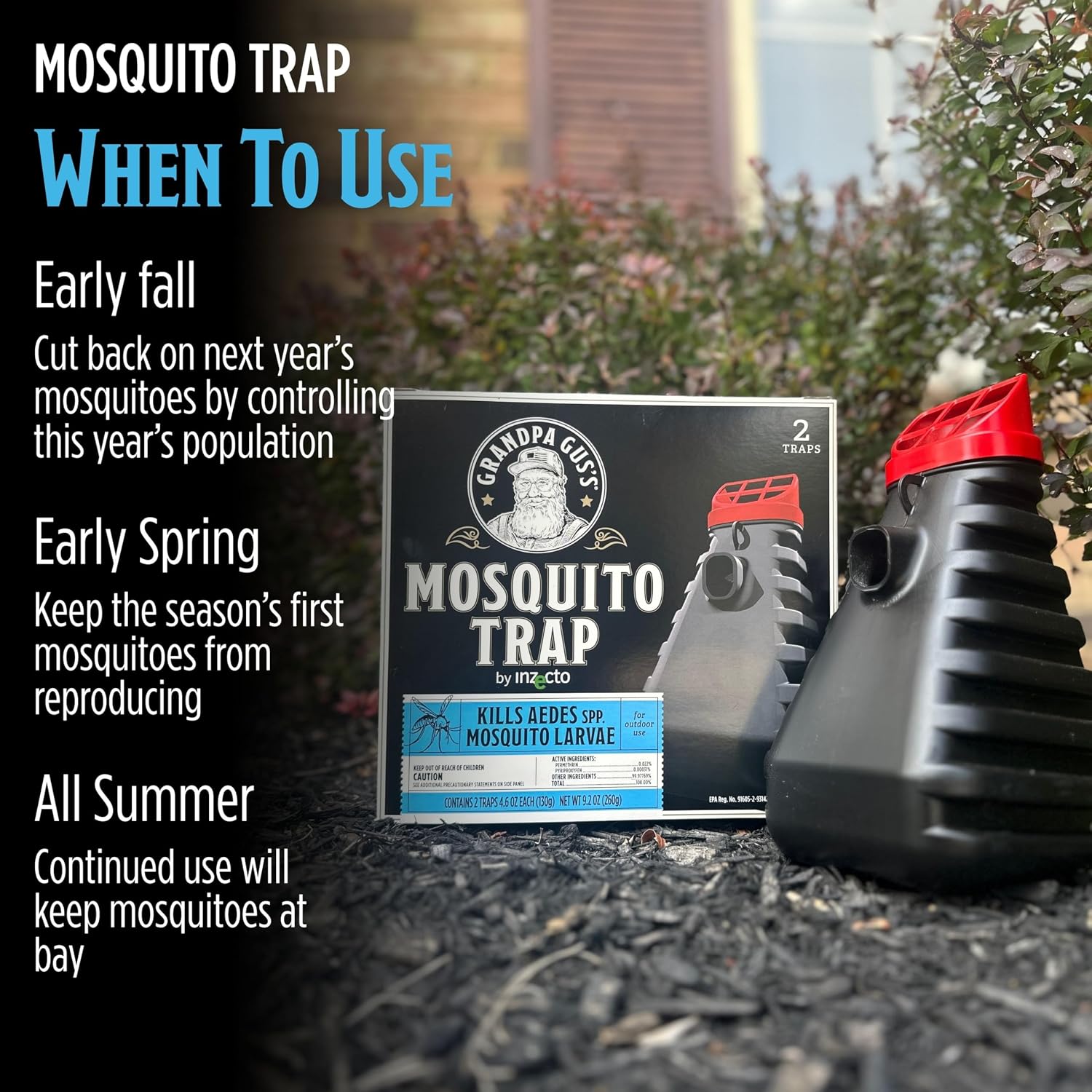 Grandpa Gus's Mosquito Trap and Outdoor Bug Killer for Outdoors, 2 Pack