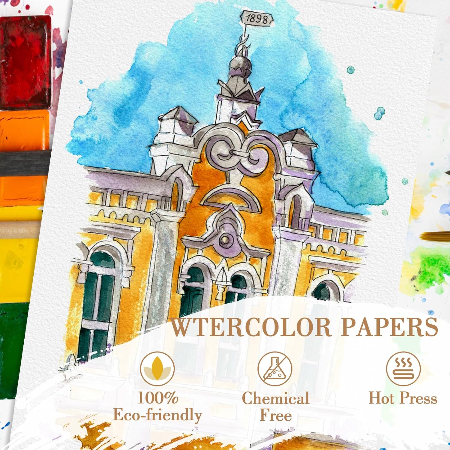 100PC 5x7 Watercolor Paper Bulk 140lb/300g Cold Press Water Color Paper