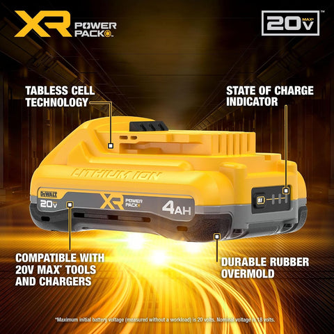 DEWALT 20V MAX XR POWERPACK™ Battery, 4Ah Lithium Ion, 50% More Power, Compatible with All 20V MAX Tools, 2 PK (DCB2104-2)