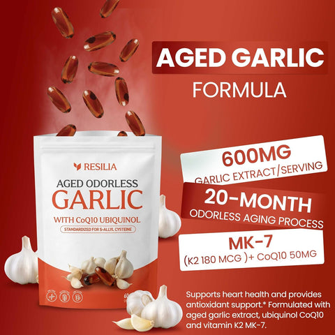 Resilia Odorless Aged Garlic Extract Softgels (60 Count)