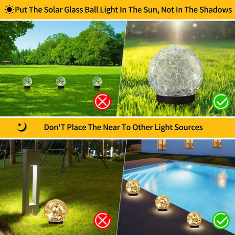 JKIMK Solar Globe Lights Outdoor Waterproof-Solar Balls for Garden