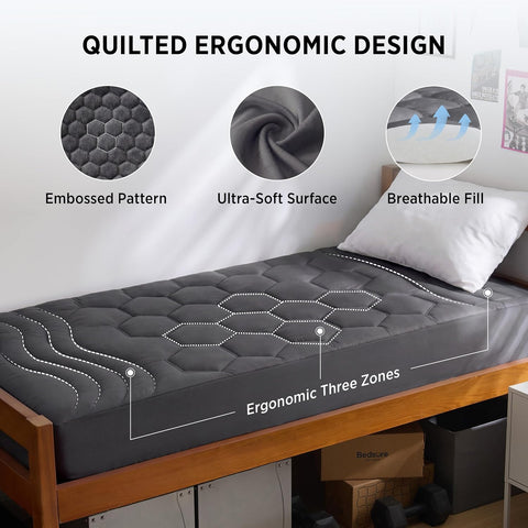 Bedsure Grey Twin XL Mattress Pad - Soft Mattress Topper for College Dorm Room Essentials, Extra Long Twin Bed Cover Protector with 8-21 Inches Deep Pocket, Washable, Grey, 39x80 Inches