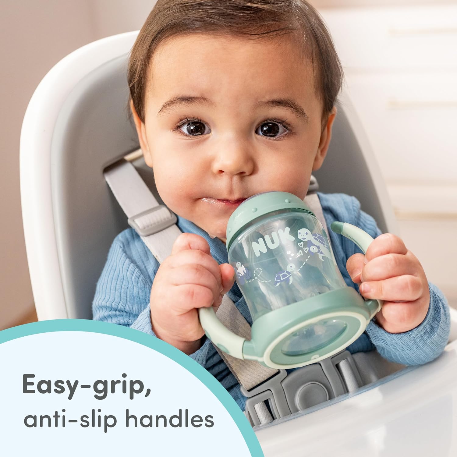 NUK Learner Straw Cup, 5oz, 2-Pack - Toddler Sippy Cup with Soft Straw for Easy Drinking, Suitable for Ages 8 Months and Up, Green