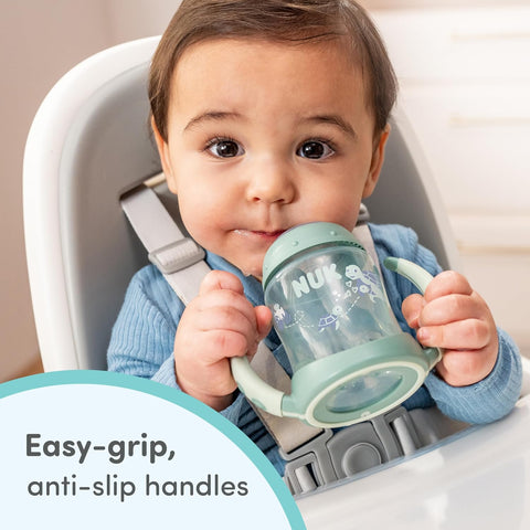 NUK Learner Straw Cup, 5oz, 2-Pack - Toddler Sippy Cup with Soft Straw for Easy Drinking, Suitable for Ages 8 Months and Up, Green