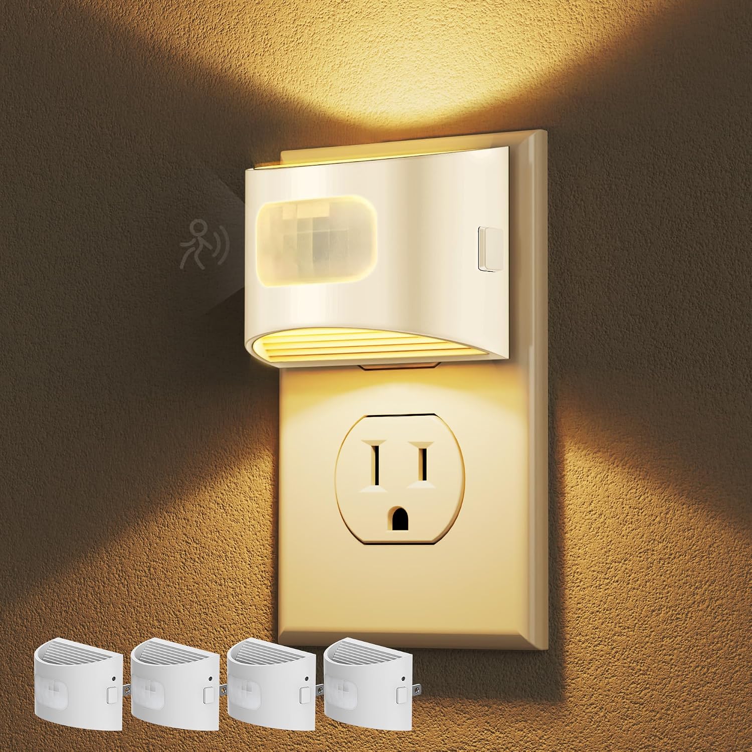 DORESshop Motion Sensor Night Light, Night Lights Plug into Wall, 3000K