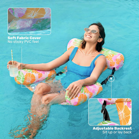 SLOOSH Inflatable Pool Floats Adult,2 Packs Floating Lounge Chairs,Blow up Pool Noodles for Adult Heavy Duty,Floating Chair for Party Summer Water Beach Lake Fun