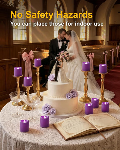 5plots 12Pack Purple Flameless Votive Candles, Fake Electric Candles