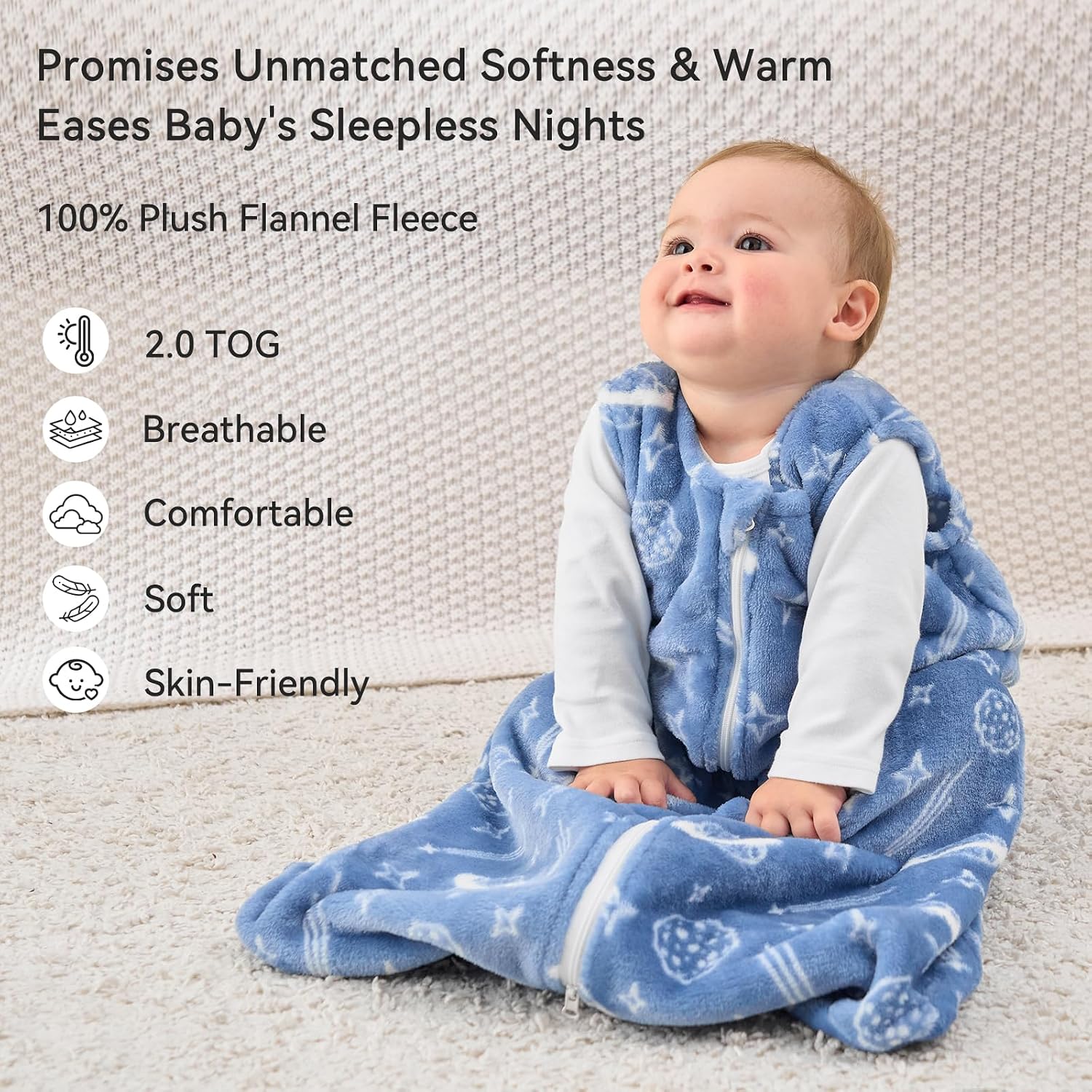 Unnivoll Baby Sleep Sack 18-24 Months Fleece 2.0 TOG Baby Wearable Blanket