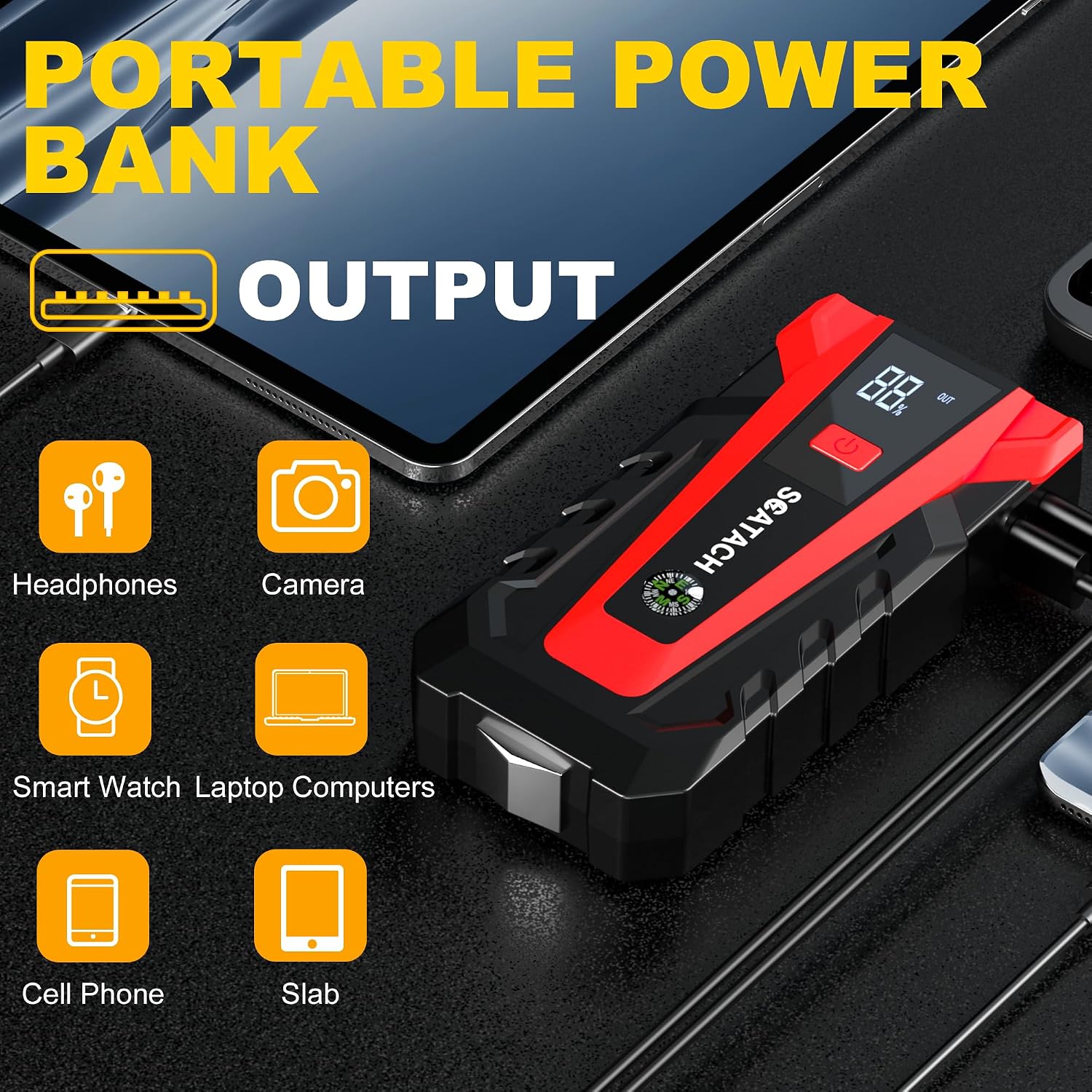 Scatach Jump Starter, 6000A Battery Jumper Starter Portable 12V Jump Box