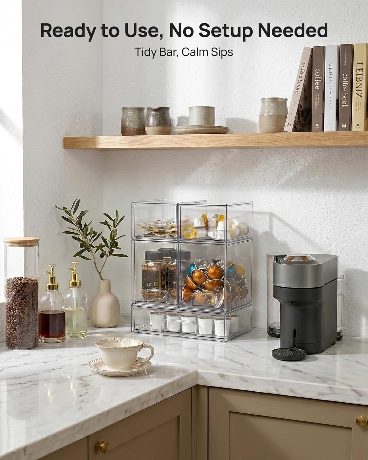 Vtopmart Clear Stackable Storage Drawers Set of 5, Plastic Organizer Bins