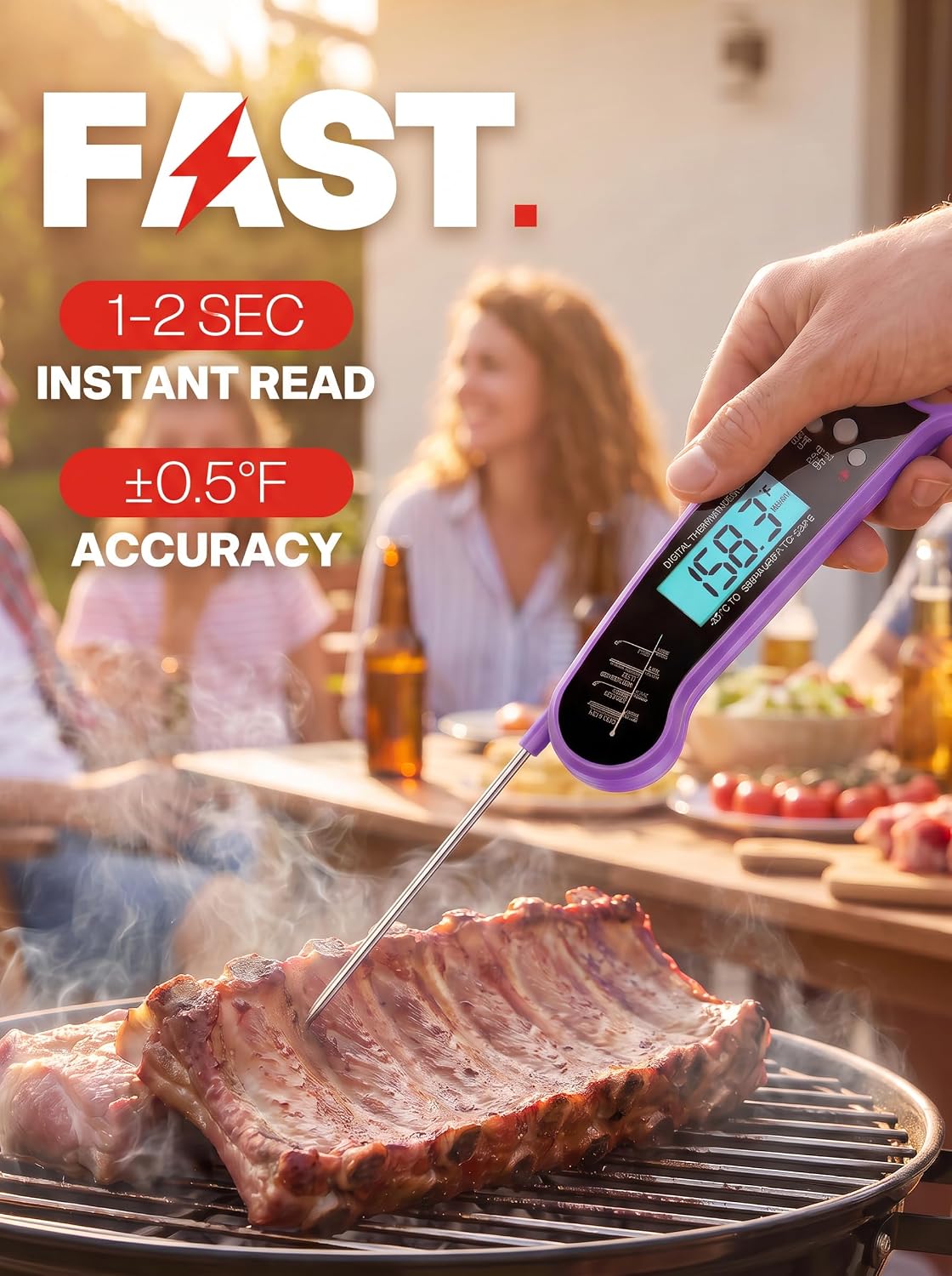 Meat Thermometer Digital, Instant Read, Food, Cooking, Grilling