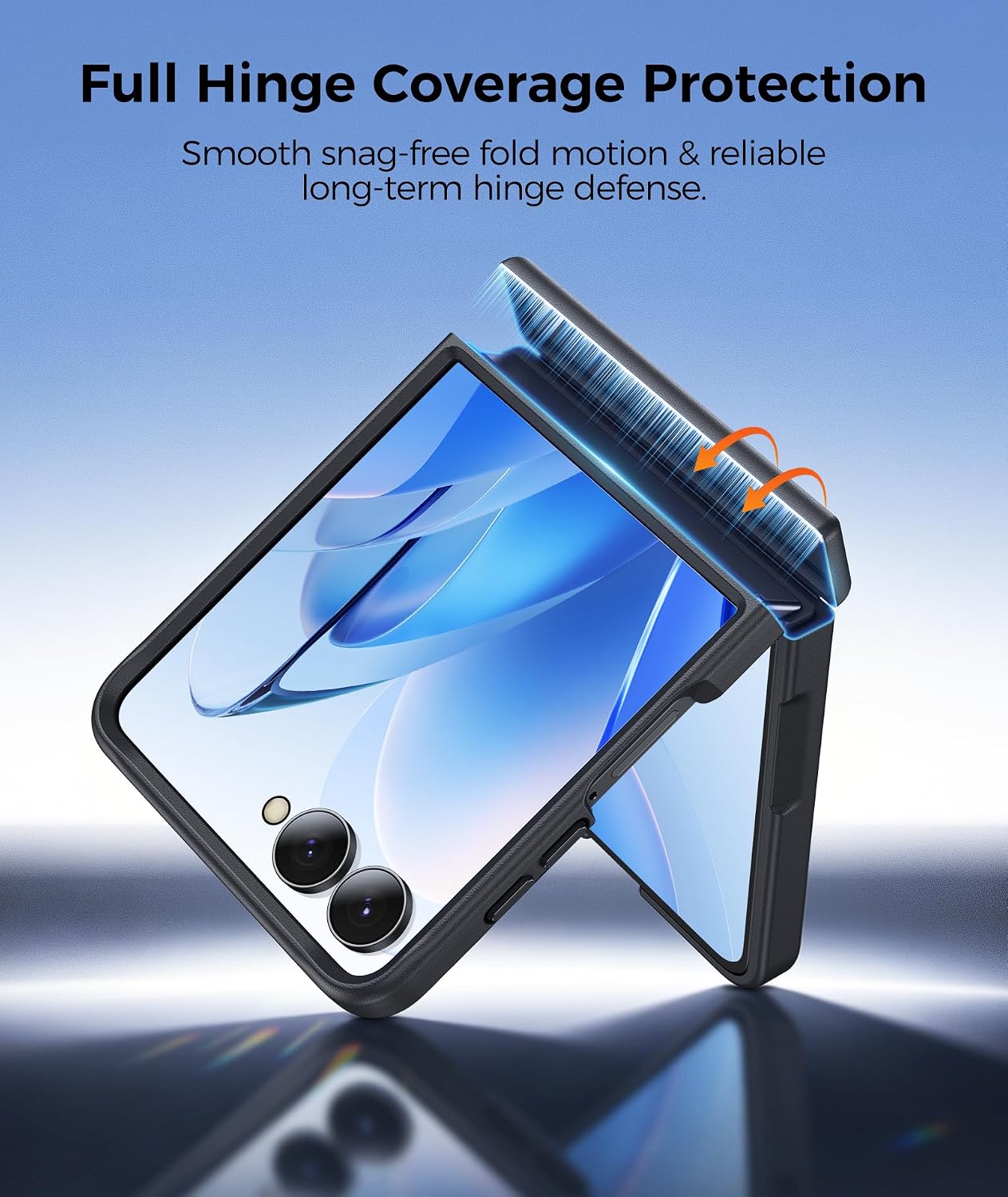 FNTCASE for Samsung Galaxy Z Flip 8 Case with 360 Spin Magnetic Stand Black