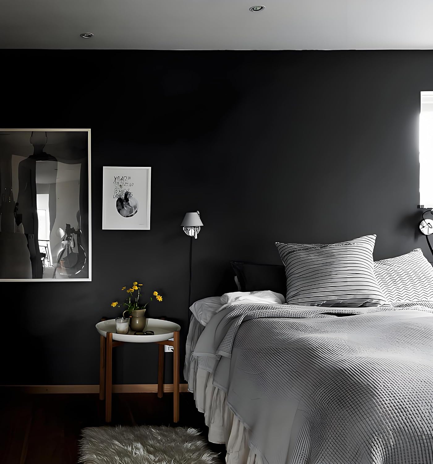 Black Peel and Stick Wallpaper Black Contact Paper Decorative Self-Adhesive Wallpaper Waterproof Removable Contact Paper for Wall Covering Furniture Cabinet Countertop Vinyl Roll 78.7"x17.7"