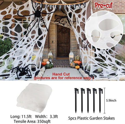 CESOF Giant Spider Web Halloween Decorations Outdoor Spiderwebs Pre-Cut