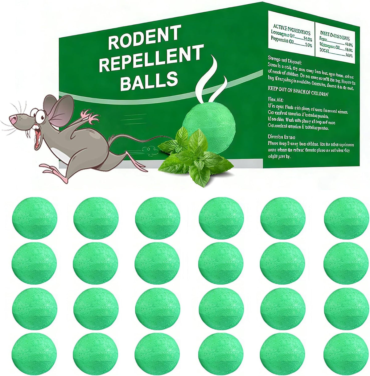 Mouse Rodent Repellent, 32 Pack Natural Mouse Repellent Peppermint Oil for Mice, Rats, Squirrels and Pests, Keeps Pests Away Effectively from Garden & Home,Camper, Warehouse,Indoor & Outdoor Use
