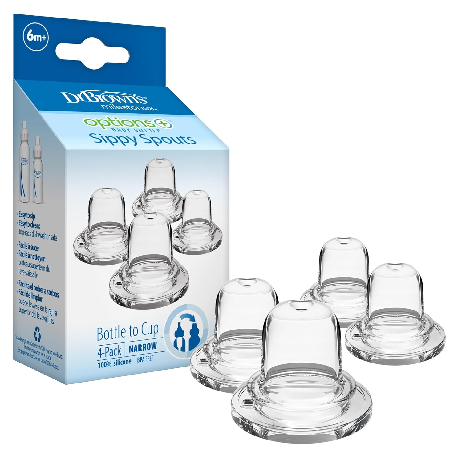 Dr. Brown's Milestones Options+ Narrow Sippy Spouts, 4-Pack