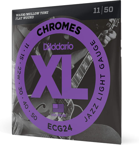 D'Addario ECG24 Chromes Flatwound Jazz Light Electric Strings