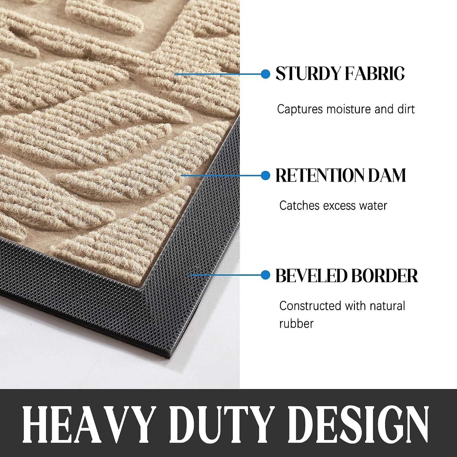 Yimobra Large Welcome Mat 60x36, Waterproof Non-Slip Outdoor Mats for Front Door Outside Entrance, Low-Profile Entryway Mat Indoor for Garage Patio, Beige