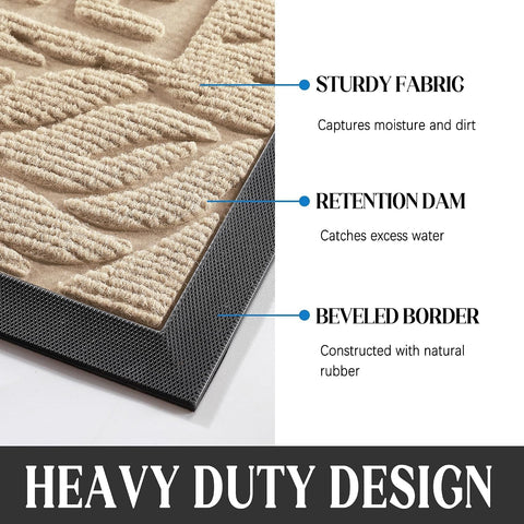 Yimobra Large Welcome Mat 60x36, Waterproof Non-Slip Outdoor Mats for Front Door Outside Entrance, Low-Profile Entryway Mat Indoor for Garage Patio, Beige