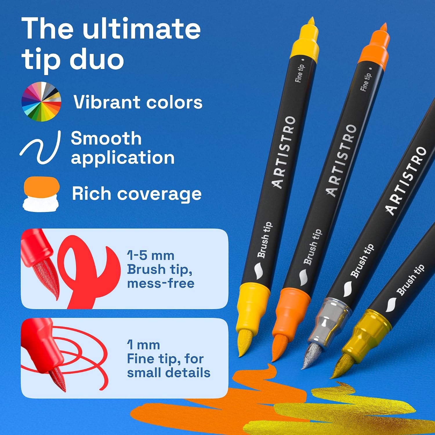 ARTISTRO 150 Acrylic Dual-Tip Glass Marker Pens for Wine Glasses