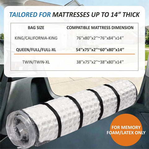 Foam Mattress Vacuum Bag with 4 Adjustable Straps, Queen/Full/Full-XL