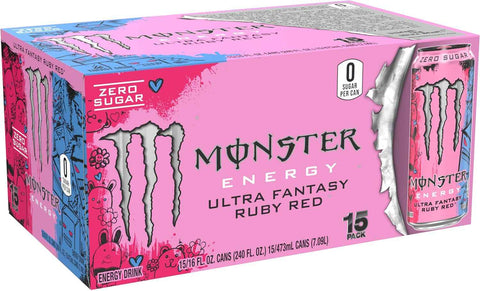 Monster Energy Ultra Fantasy Ruby Red, Sugar Free Energy Drink, 16 Ounce | Pack of 15