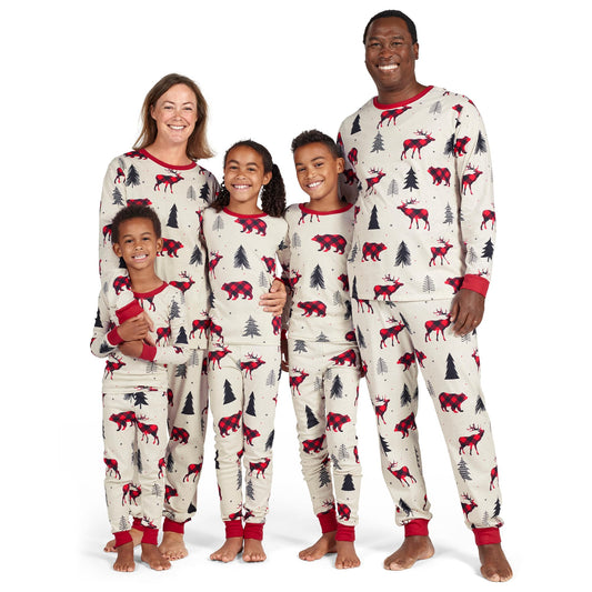 The Children's Place baby girls Family Matching Christmas Holiday Sets, Snug Fit 100% Cotton, Adult, Big Kid, Toddler, Pajama Set, Moose Bear, Large US