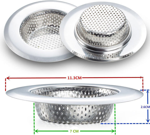Fengbao 2PCS Kitchen Sink Strainer - Stainless Steel, Large Wide Rim 4.5" Diameter