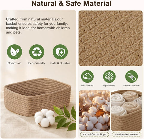 3 Pack Small Baskets for Organizing, Woven Storage Baskets for Shelves