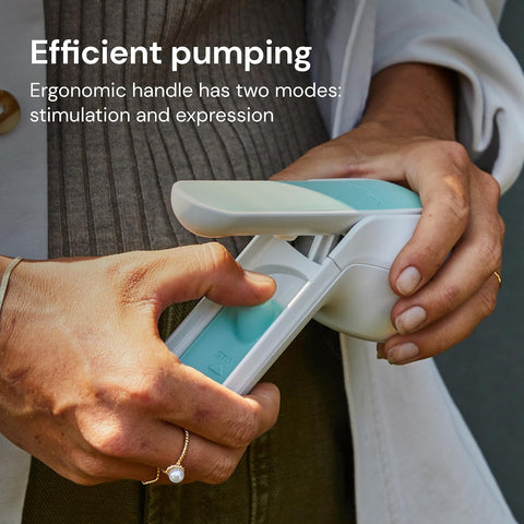 Willow Wave - Wearable Manual Breast Pump - Fits Fully in Bra - Ergonomic Handle - 24mm Soft Silicone Flange - Wearable Breastfeeding Pump - Hospital Grade Suction - Postpartum Essentials - Holds 5oz
