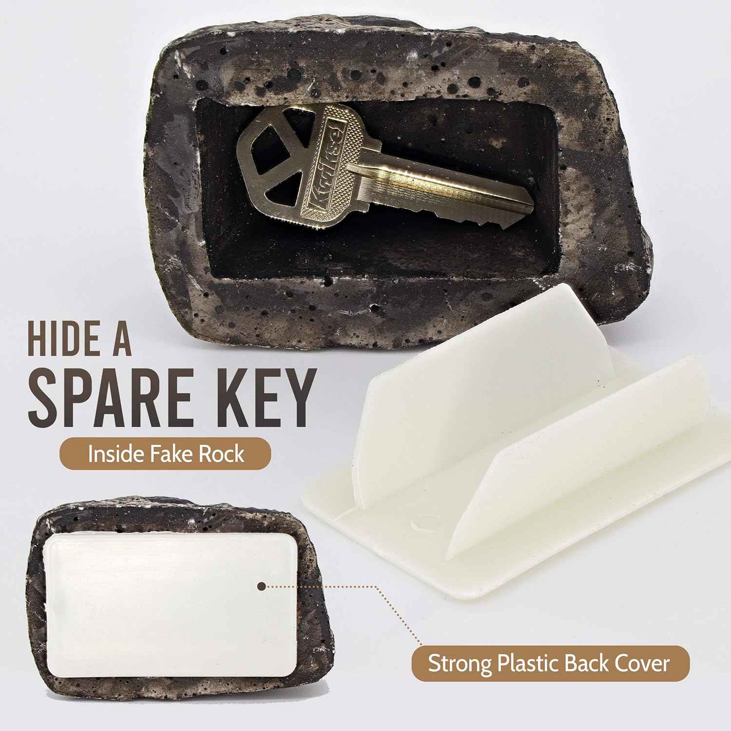 Hide a Key Outside Fake Rock - Looks & Feels like Real Stone - Safe for Outdoor Garden or Yard, Spare Key Storage, Weatherproof Key Holder, Blends with Landscaping by Rampro