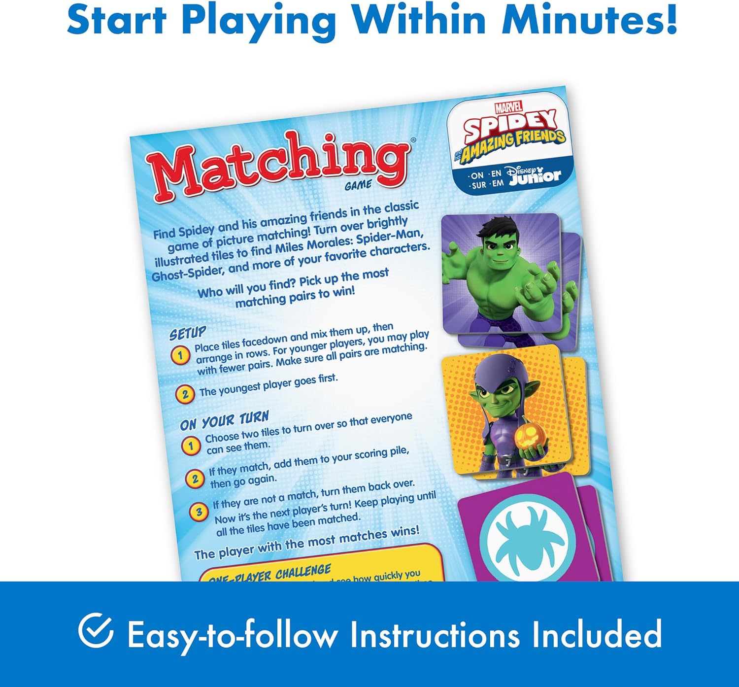 Wonder Forge Marvel Spidey and His Amazing Friends Matching Game - Educational Memory Game for Kids Ages 3+ - Fun for Toddler Boys and Girls Featuring Spiderman and Friends