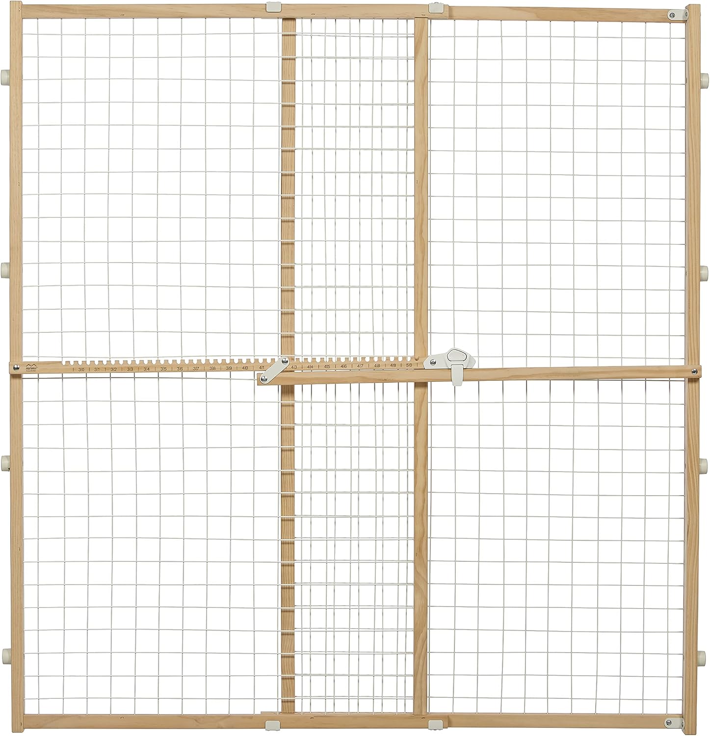 MidWest Homes for Pets Wire Mesh Pet Safety Gate, Dog Gate Expands From 29 - 50 Inches Wide, 44 Inches Tall, Wood, Powder Coated Wire