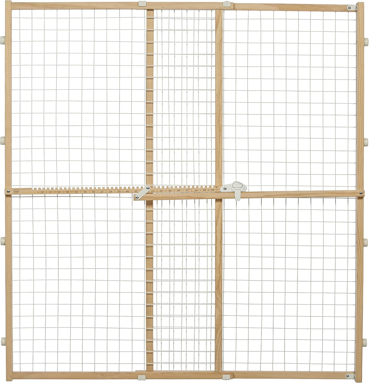 MidWest Homes for Pets Wire Mesh Pet Safety Gate, Dog Gate Expands From 29 - 50 Inches Wide, 44 Inches Tall, Wood, Powder Coated Wire