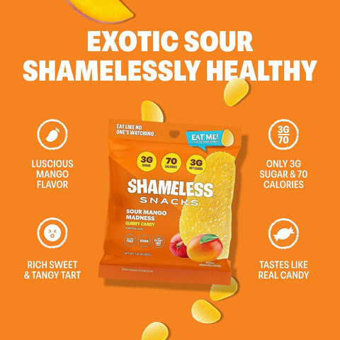 Shameless Snacks Sour Mango Madness Gummy Candy & Fruit Snacks - Keto