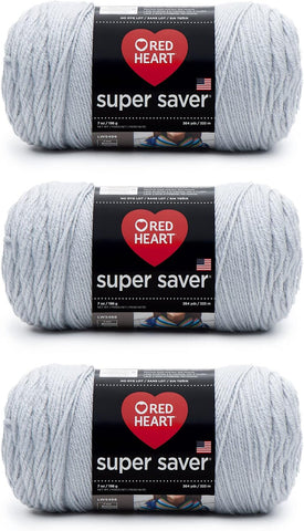 RED HEART Super Saver 3-Pack yarn, LIGHT GREY 3 Pack