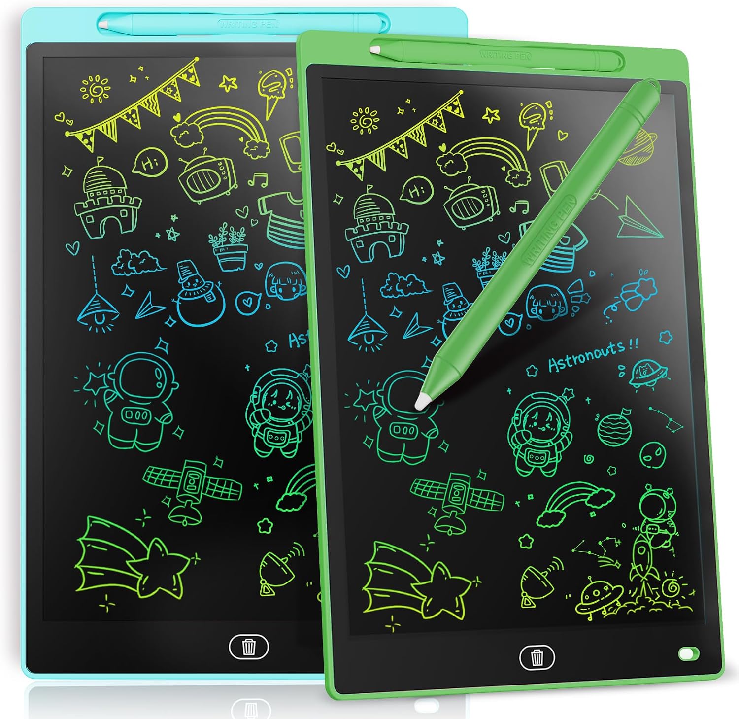 [2 Pack] Genialba LCD Writing Tablet 8.5-Inch Colorful Doodle Board, Toddler Learning Educational Toys Gifts for 3-8 Years Old Girls and Boys, Electronic Drawing Pad for Kids (Blue&Green)