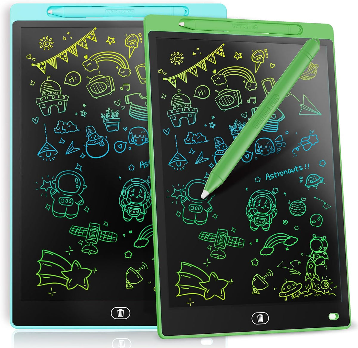 [2 Pack] Genialba LCD Writing Tablet 8.5-Inch Colorful Doodle Board, Toddler Learning Educational Toys Gifts for 3-8 Years Old Girls and Boys, Electronic Drawing Pad for Kids (Blue&Green)