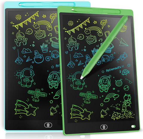 [2 Pack] Genialba LCD Writing Tablet 8.5-Inch Colorful Doodle Board, Toddler Learning Educational Toys Gifts for 3-8 Years Old Girls and Boys, Electronic Drawing Pad for Kids (Blue&Green)