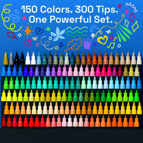ARTISTRO 150 Acrylic Dual-Tip Glass Marker Pens for Wine Glasses