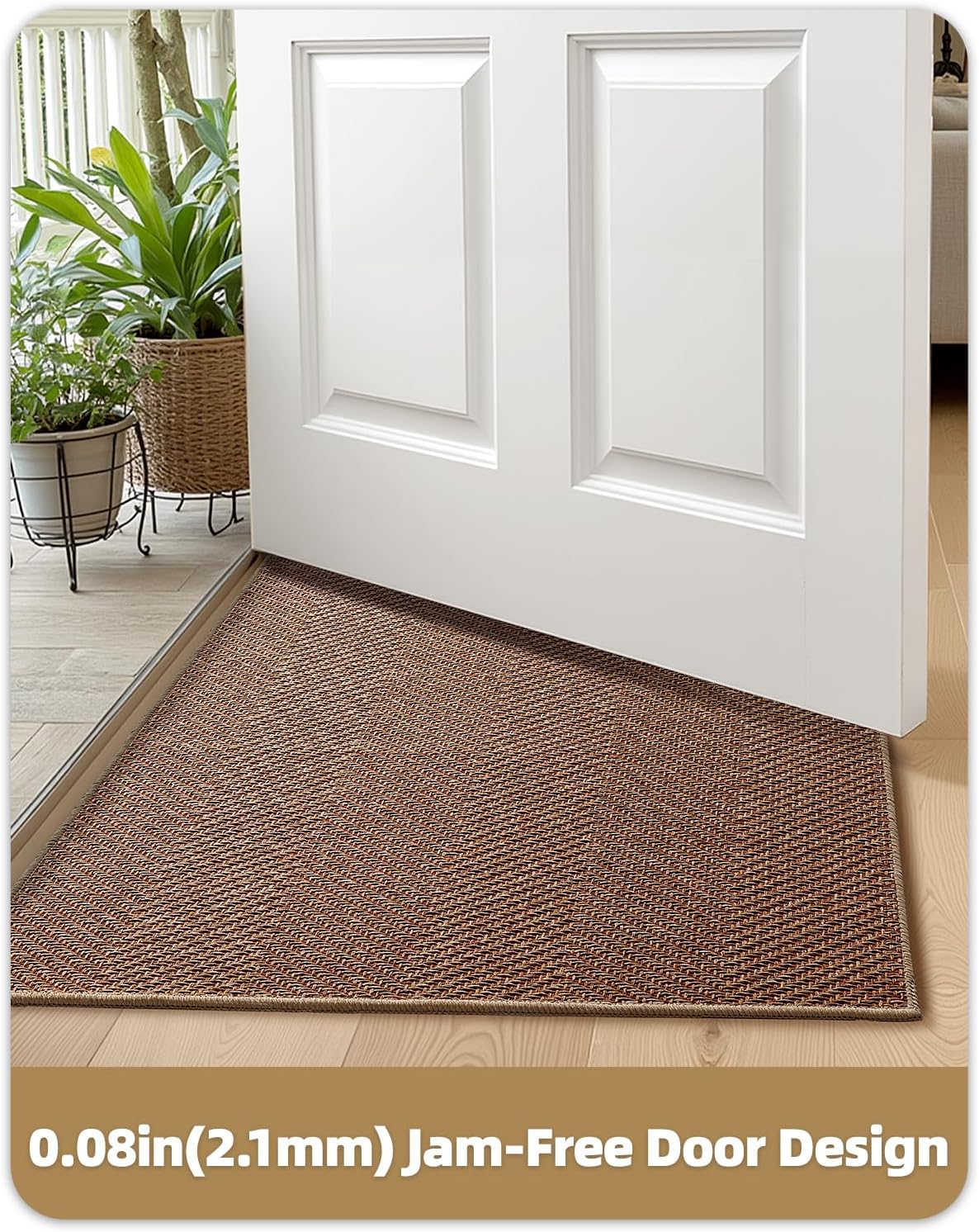 Color&Geometry Ultra Thin Indoor Door Mat 24"x36"Entrance Mat,Warm Chestnut