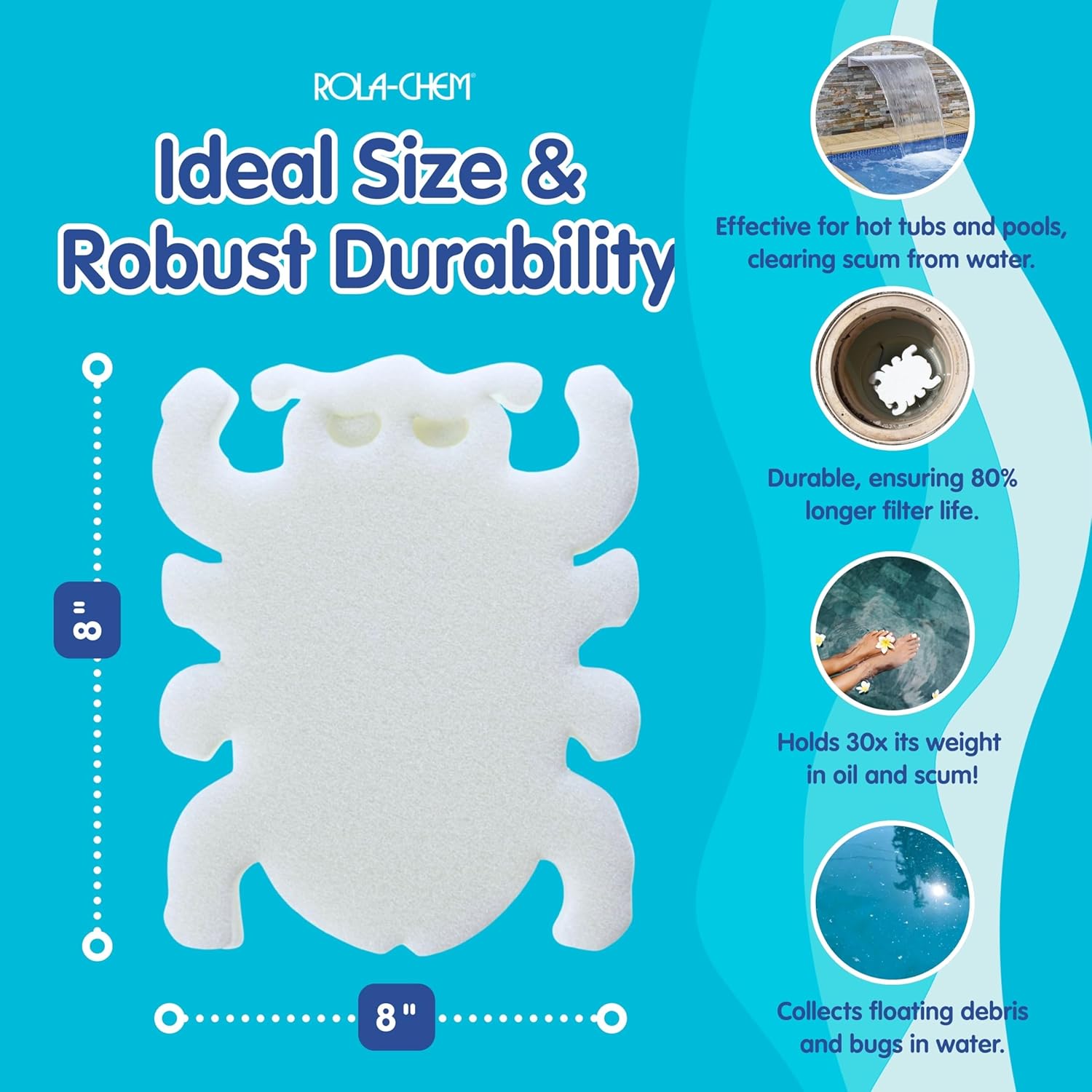 2 Pack Scumbug Hot Tub Scum Absorber – The Original, Highest Rated Scum Absorber Ever – Pool Sponge Oil Absorber for Hot Tub, Spa & Pool – Hot Tub Cleaning Tools that Soak Up Oil & Grime